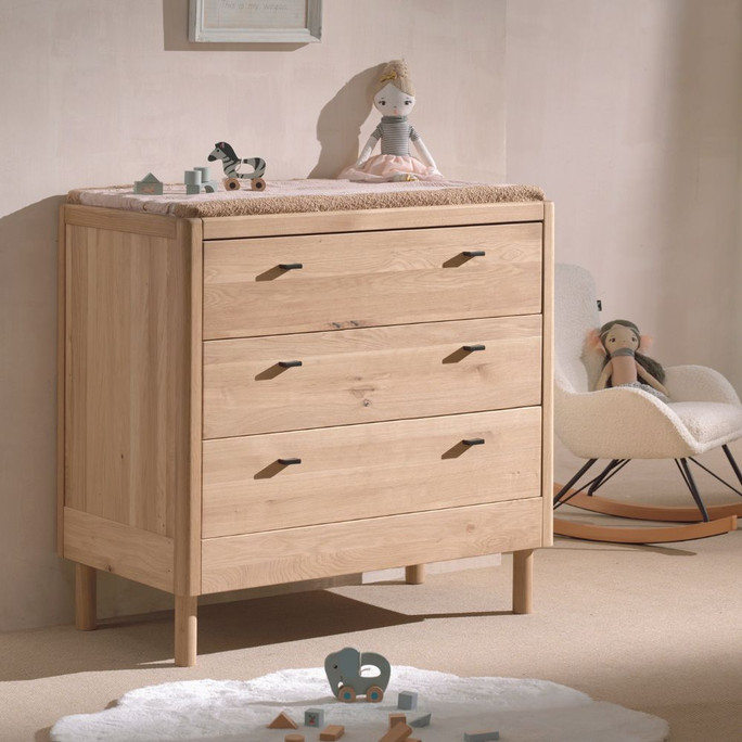 Natural Modern Oak Rustic Chest of 3 Drawers 100 cm - Forrest Kids