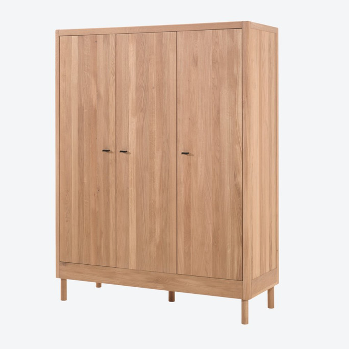 Large Solid Oak Wardrobe 3-Door Scandi Style 138 cm - Forrest