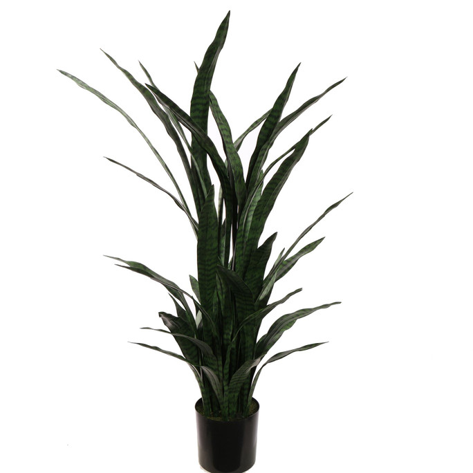 Tall snake plant artificial Sansevieria with upright sword-shaped green leaves