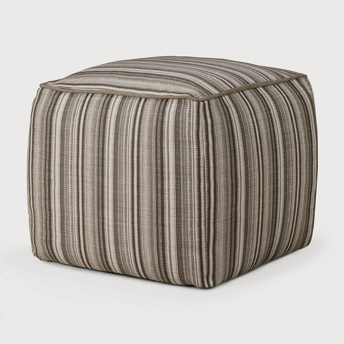 Ethnicraft Zahara Striped Outdoor Pouf - Grey