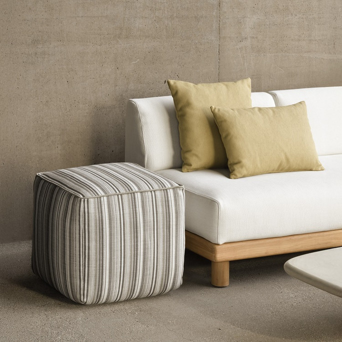 Ethnicraft Zahara Striped Outdoor Pouf - Grey