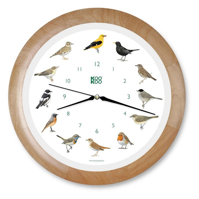 KooKoo Birdsong Wall Clock - Wood