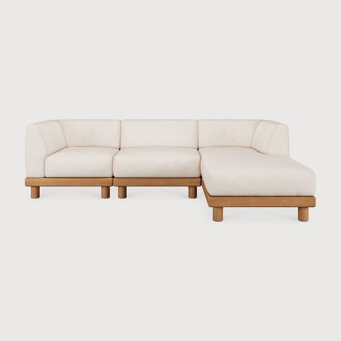 Ethnicraft Teak Monocle Outdoor White Modular Sofa Set 2 - Right
