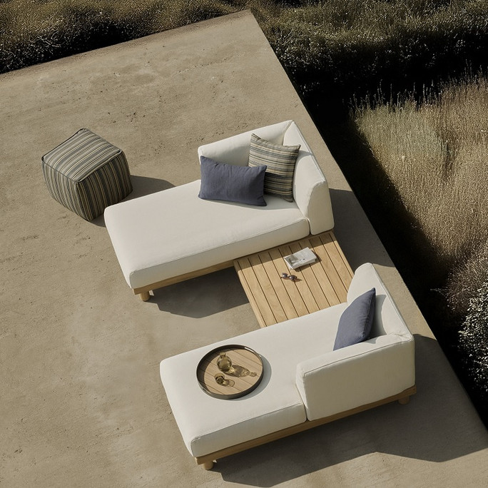 Ethnicraft Teak Monocle Outdoor White Modular Sofa Set 10