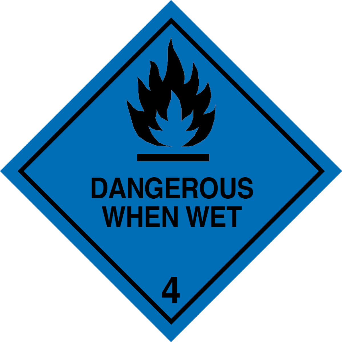 Class 4.3 Dangerous when wet label sign sticker