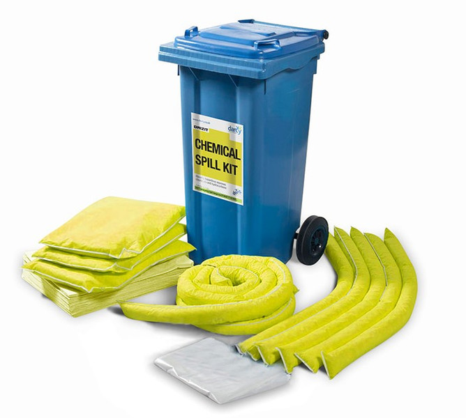 Spill kit in a 240 litre bin