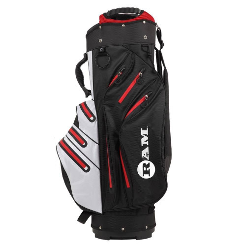 Ram Golf Waterproof Cart Trolley Bag 14 Way Club Dividers White/Red