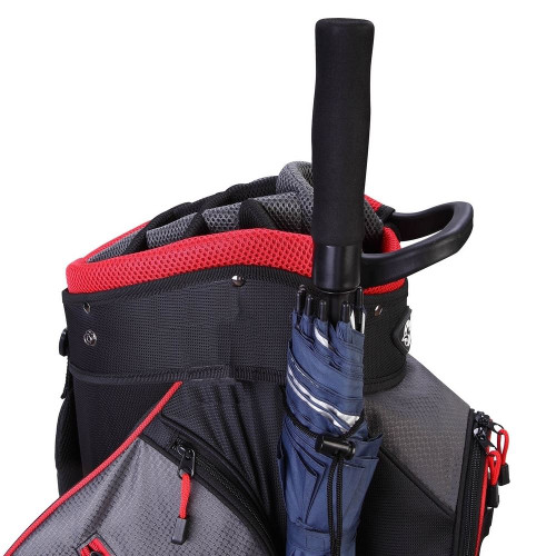 Ram Golf Lightweight Cart Bag with 14 Way Dividers Top Black/Grey/Red
