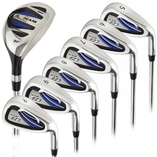 Ram Golf EZ3 Mens Right Hand +1 Inch Iron Set 5-6-7-8-9-PW HYBRID INCLUDED