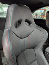 Cobra Nogaro Circuit GRP Seat - Black vinyl, black Dinamica centres with the M colour stitching - Full package - BMW F2x / F3x / F8x Cobra Nogaro Circuit GRP Seat - Black vinyl, black Dinamica centres with the M colour stitching - Full package - BMW F2x / F3x / F8x