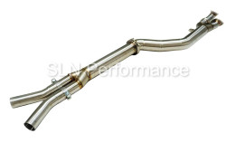 SLN 4" BMW S58 M3 G80 M4 G82 X3M X4M LCI Non-Resonated Stainless Steel Single Mid Pipe with Under-Brace