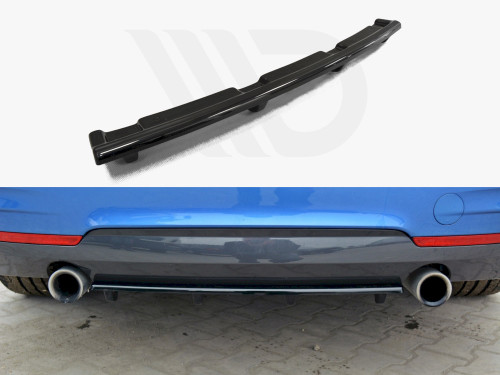 Maxton Design Gloss Black Central Rear Splitter (Vertical Bars) BMW 4 F32 M-Sport (2013-2016)
