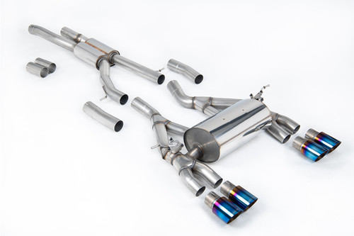 Milltek Cat-back - Equal Length (Loudest) Burnt Titanium Tips - OE System requires cutting (Does not fit convertible models) - 4 Series - F82/83 M4 Coupe/Cabrio/Comp (Non-OPF models only) - 2014 - SSXBM1150
