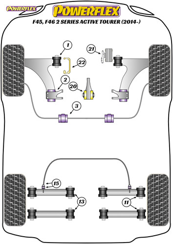 Powerflex Track Upper Engine Mount Insert Kit - F45, F46 2 Series Active Tourer (2014 - ON) - PFF5-1321BLK