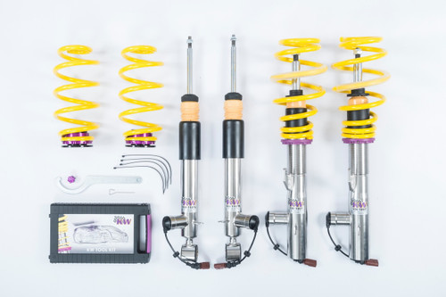 KW DDC Plug and Play Coilovers - 4-series (F32, F33, F36); (3C) Gran coupe; 4WD with electronic dampers 03/14- max. allowed axle weight in kg Front: 1001-1090 KW DDC Plug and Play Coilovers - 4-series (F32, F33, F36); (3C) Gran coupe; 4WD with electronic dampers 03/14- max. allowed axle weight in kg Front: 1001-1090