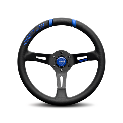 Momo Street DRIFTING - Black Leather Blue Inserts Steering Wheel Momo Street DRIFTING - Black Leather Blue Inserts Steering Wheel