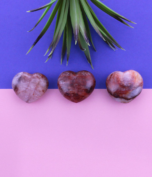 Fire Quartz - small heart-shaped pieces