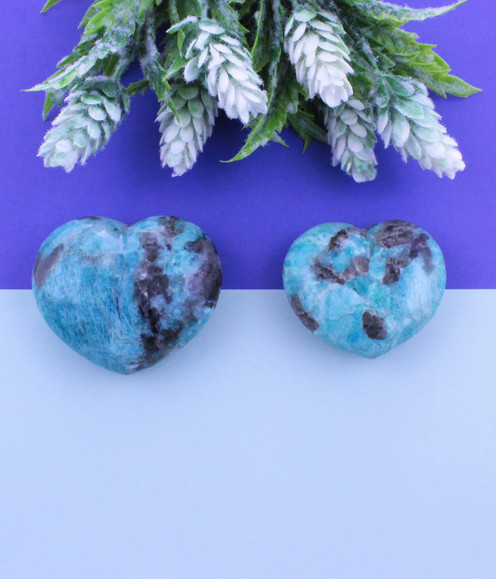 Amazonite - medium and large heart-shaped pieces