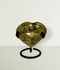 Green Opal Heart - solo piece #2, from the front, against a light lime coloured background.