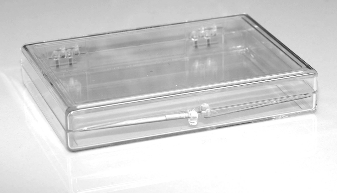 3-9/16 x 2-9/16 x 1/2 Small Plastic Box with Hinged Lid #3222