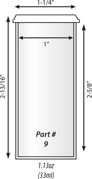 100 pack of 9 dram vial Dimensions