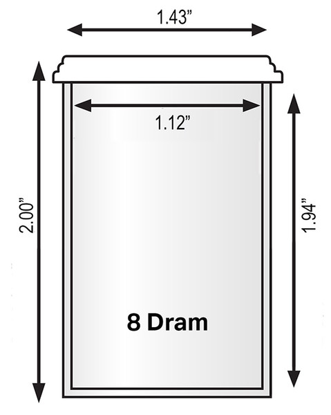 8 Dram (1 oz.) Clear Polystyrene Plastic Vial (750/case)