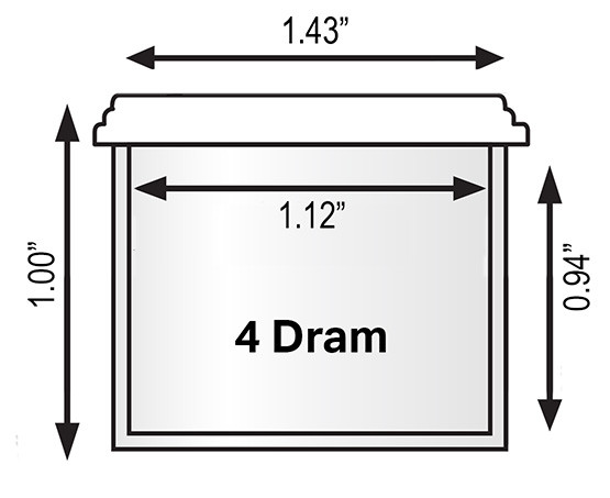 4 Dram (1/2 oz.) Clear Polystyrene Plastic Vial with Cap - 100 pack