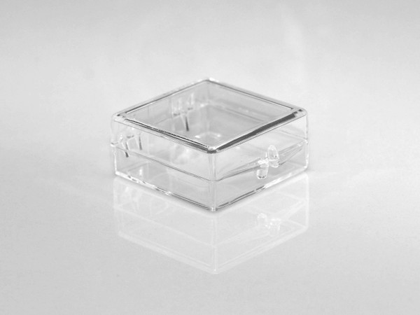 Clear Plastic Hinged Lid Box - 1-1/4" x 1-1/4" x 1/2"