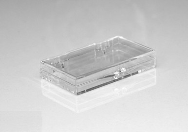 2 x 1-1/8 x 1/4 Hinged Lid Clear Plastic Box (#202)