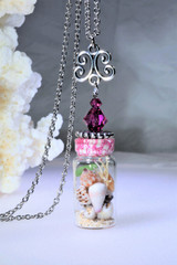 tiny seashell necklace
pink seashell necklace
tiny bottle 
tiny seashell 