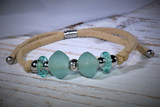 green sea glass bracelet
suede sea glass bracelet
recycled sea glass