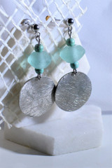 recycled glass earring
round disc earring
sea glass earring