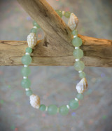 jade bracelet
green bead bracelet
jade and seashell bracelet
green elastic bracelet
charm bracelet with seashells
unique Hawaii bracelet
