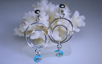 Blue and silver earrings
turquoise earring
blue sparkle earring
silver swirl earring 
ocean earring
blue earring