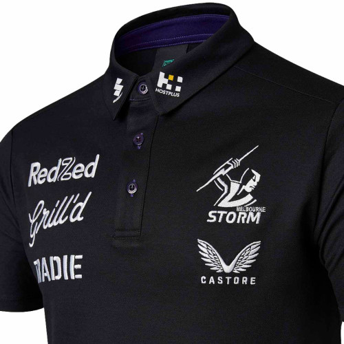 Melbourne Storm 2022 Castore Mens Media Polo Black