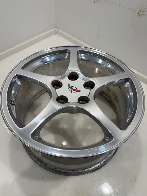 97-04 C5 Corvette Polished Thin 5 Spoke Wheel OEM FRONT 17x8.5 GM# 9593797