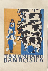 VIETNAMESE PROPAGANDA PRINT 38 RAPIDLY DEVELOPING THE HERD OF MILK COWS VIETNAMESE PROPAGANDA PRINT 38 RAPIDLY DEVELOPING THE HERD OF MILK COWS