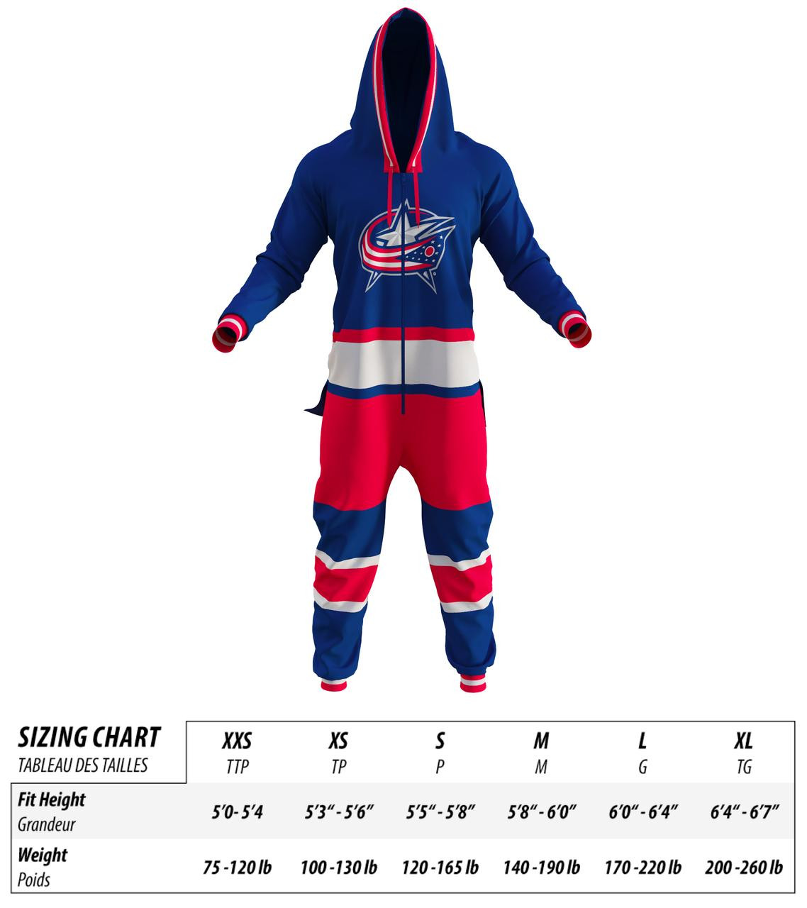 Columbus Blue Jackets Onesie | Adult NHL Onesies for Men & Women