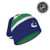Vancouver Canucks NHL Floppy Hat, knit beanie with green, white, and blue stripes and team logo