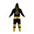 Boston Bruins NHL Onesie, black and yellow hockey-themed children's jumpsuit with team logo and matching hood, pants, and cuffs.