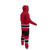 New Jersey Devils NHL Onesie, red and black hockey-themed adult onesie with stripes and a hood.
