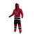 New Jersey Devils NHL Onesie, red and black hockey-themed adult onesie with a hood, featuring the team logo and striped pattern.