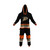 Anaheim Ducks NHL Onesie, a black hockey-themed onesie with orange, white, and gold striped details and the Anaheim Ducks logo on the front.