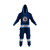 Winnipeg Jets NHL Onesie, blue and white hockey-themed adult onesie with hood, featuring Winnipeg Jets logo on the chest and striped details on sleeves and legs.