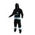 San Jose Sharks NHL Onesie, black and teal sports onesie for fans with team logo on chest, striped pattern on arms and legs, full body suit style with hood. San Jose Sharks NHL Onesie, black and teal sports onesie for fans with team logo on chest, striped pattern on arms and legs, full body suit style with hood.
