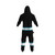San Jose Sharks NHL Onesie, black hockey onesie with teal and white stripes on sleeves and waist, full-body sportswear with hood, ideal for fans or active wear. San Jose Sharks NHL Onesie, black hockey onesie with teal and white stripes on sleeves and waist, full-body sportswear with hood, ideal for fans or active wear.