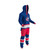 Columbus Blue Jackets NHL Onesie, a full-body sports apparel suit for fans of the Columbus Blue Jackets hockey team, featuring the team's logo and colors with a hood and zipper.