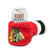 Chicago Blackhawks NHL Koozie, red knit koozie with Blackhawks logo and black and white striped cuff.