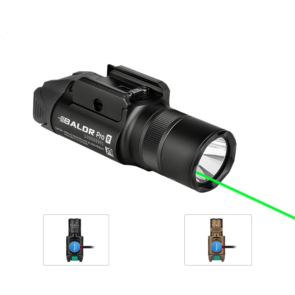 Olight Baldr Pro R Black - Rechargeable Tactical Light with Green