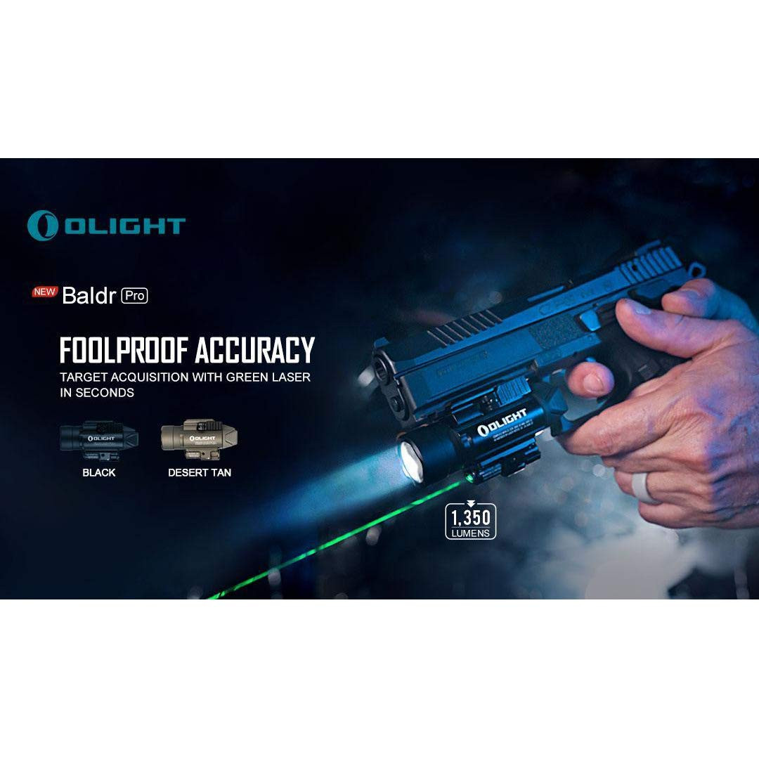 Olight Baldr Pro Black - Powerful Weapon Light with Green Laser